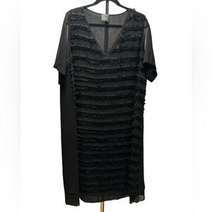 Persona by marina rinaldi black front fringe dress size 16